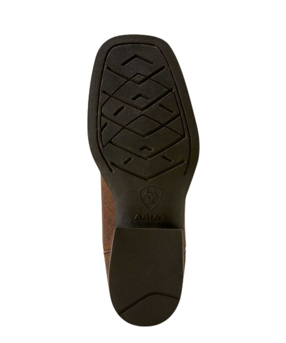 Sole view of the youth western boot featuring the durable duratread sole