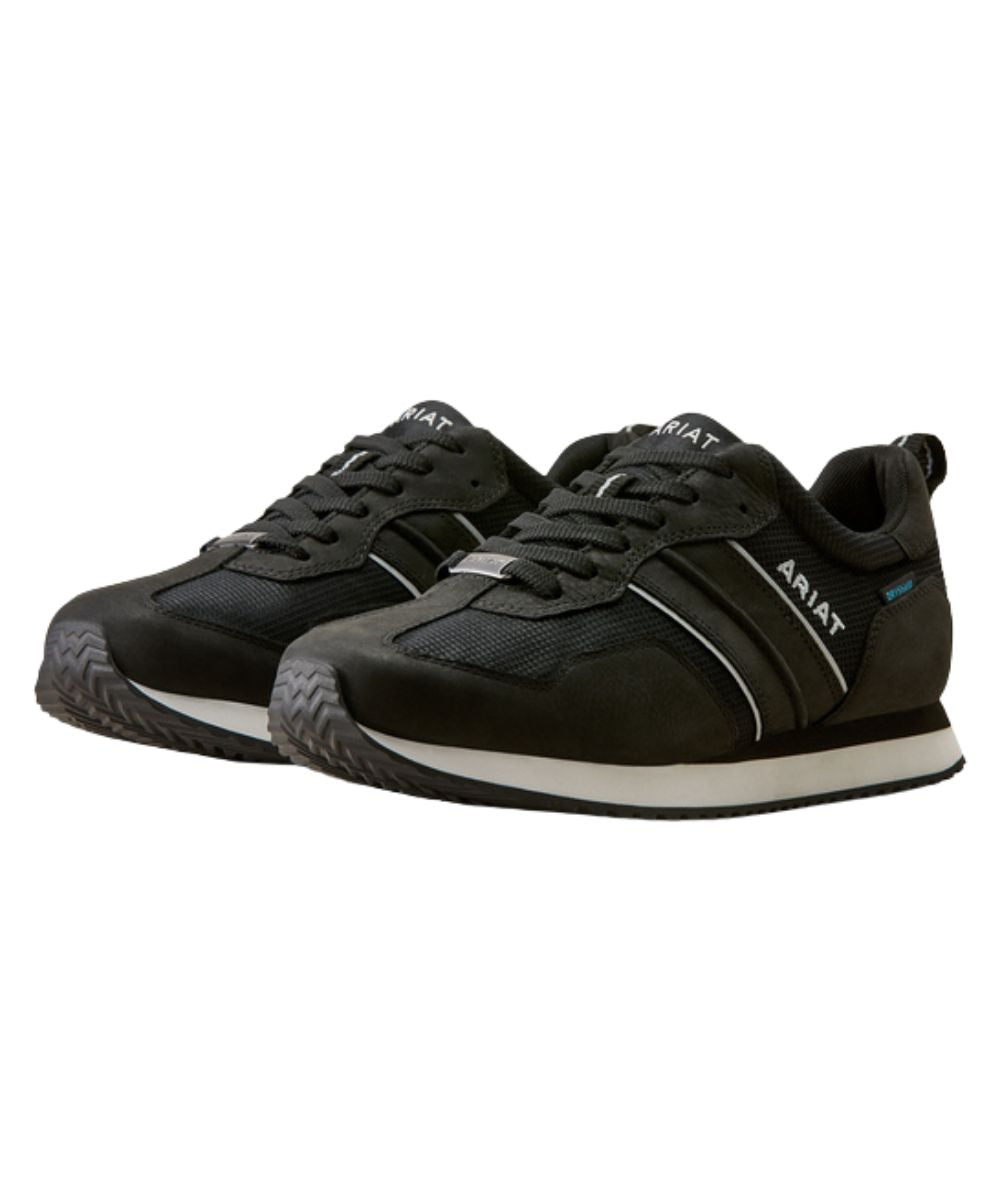 Pair view of the men's carbon black waterproof ranch runner shoe