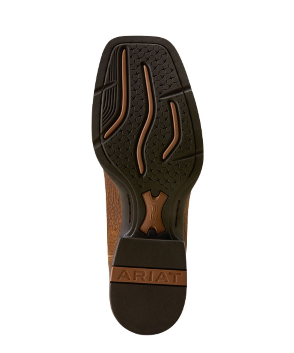 Sole view of the barnyard acid-resistant duratread sole on the men's cowboy boot