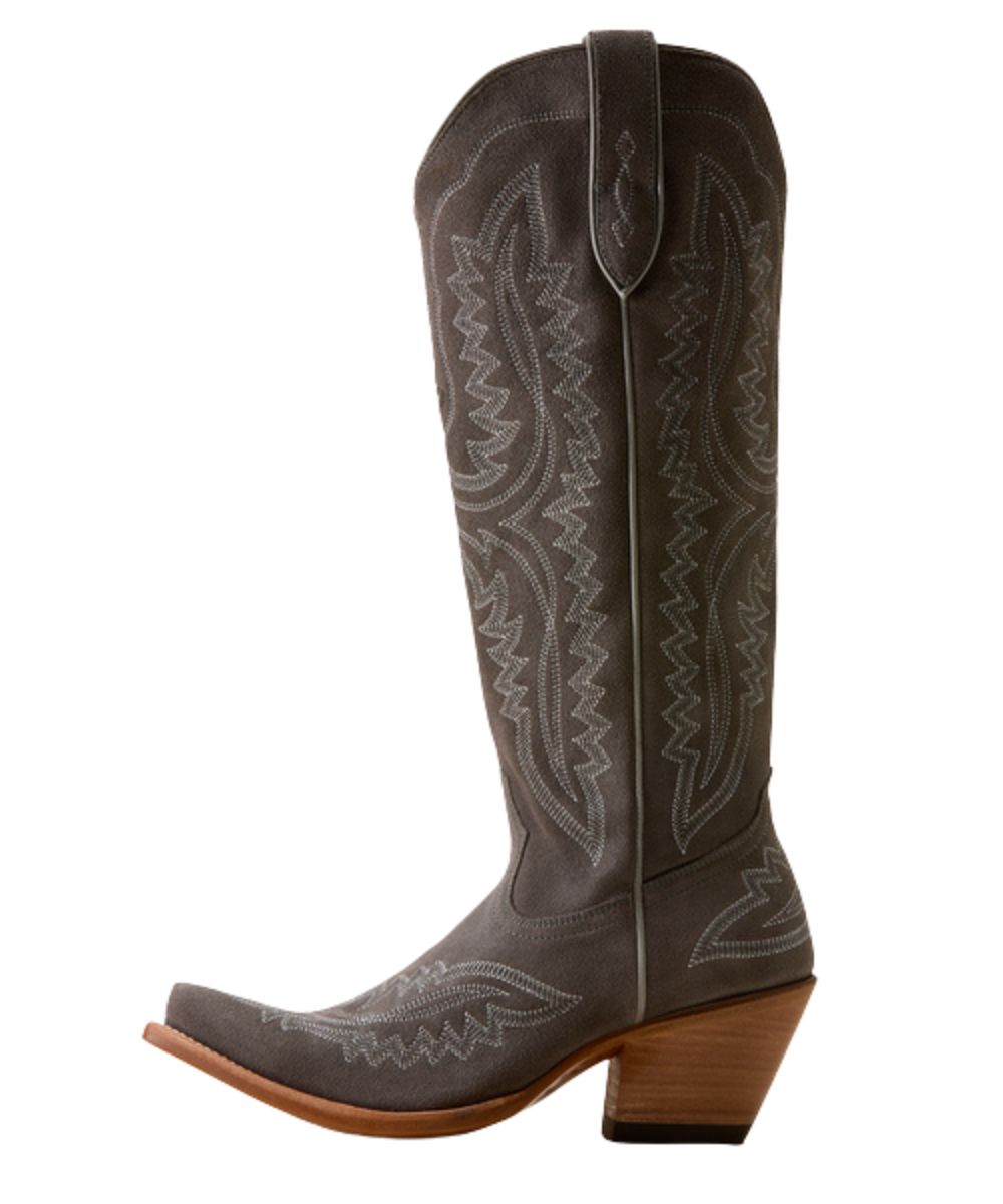 Left side view of the women's 16" ash suede boot featuring a six-row stitch pattern