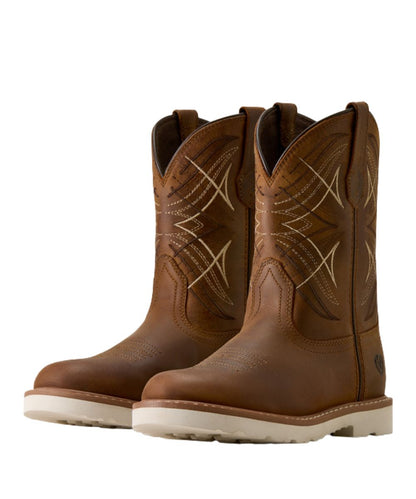 Pair view of the 8.5" unisex youth western boot in distressed brown