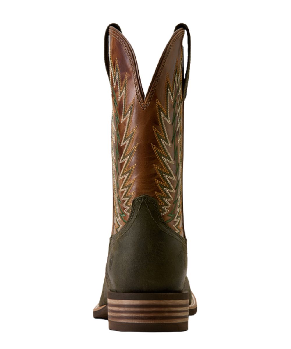 Heel view featuring the 1.5" stacked leather horseman heel