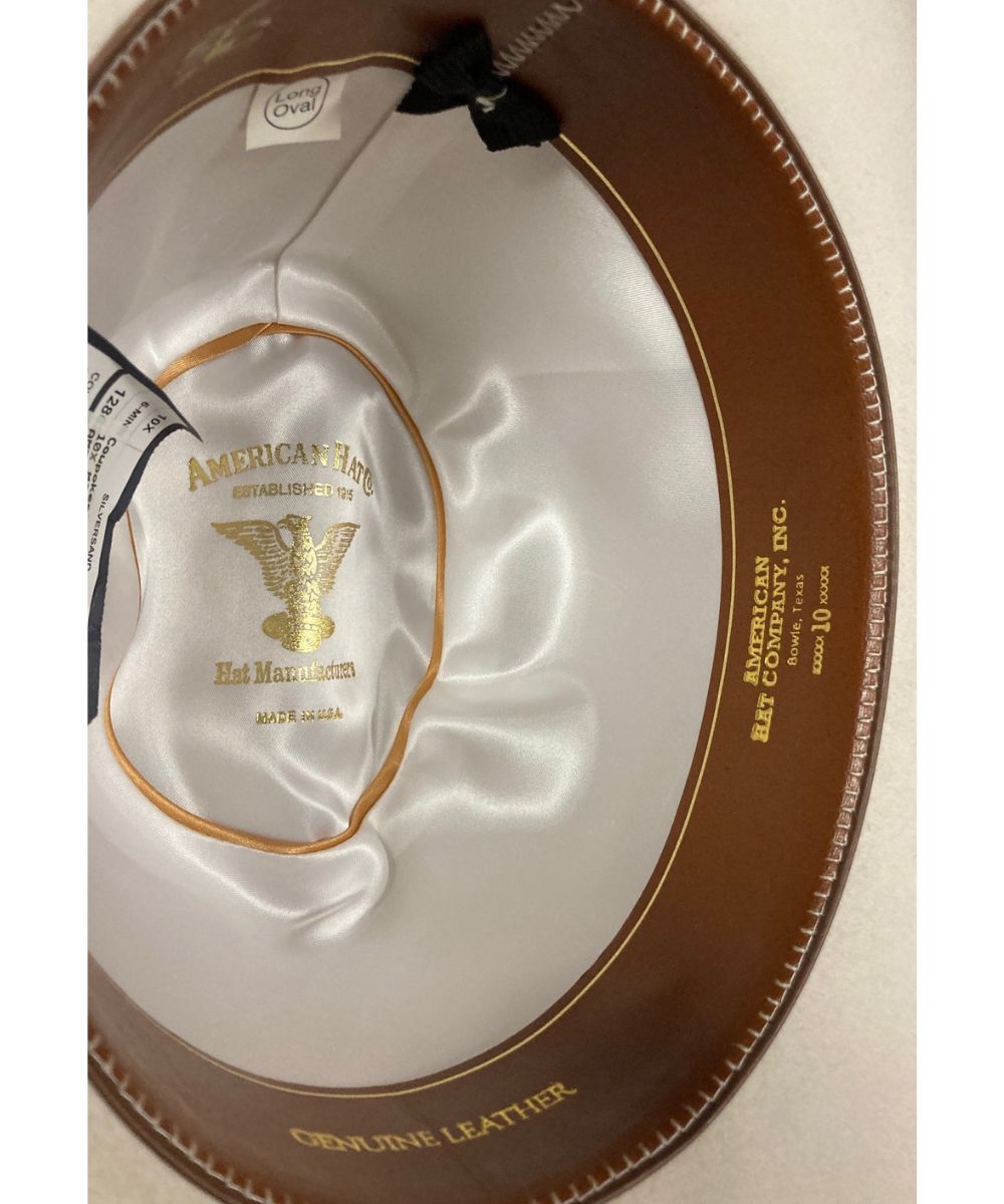 Interior view featuring the satin liner and genuine leather sweatband