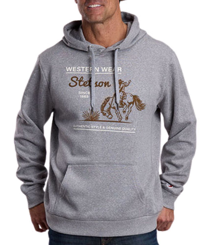 Front view of the men's bucking bronc graphic hoodie 