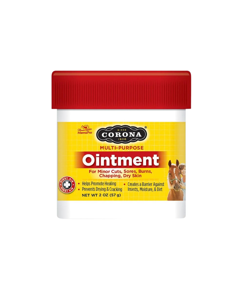 Corona Multi-Purpose Ointment For Minor Cuts, Sores, Burns, Chapping, Dry Skin in 2 oz container for horse, cattle, small animals, and pets