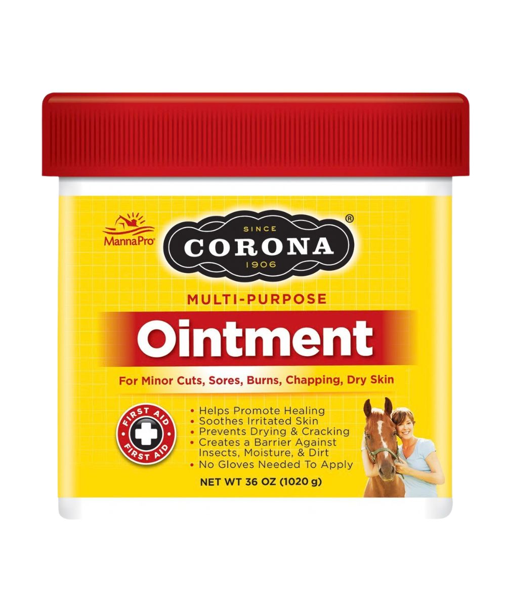 Corona Multi-Purpose Ointment For Minor Cuts, Sores, Burns, Chapping, Dry Skin in 36 oz container for horse, cattle, small animals, and pets