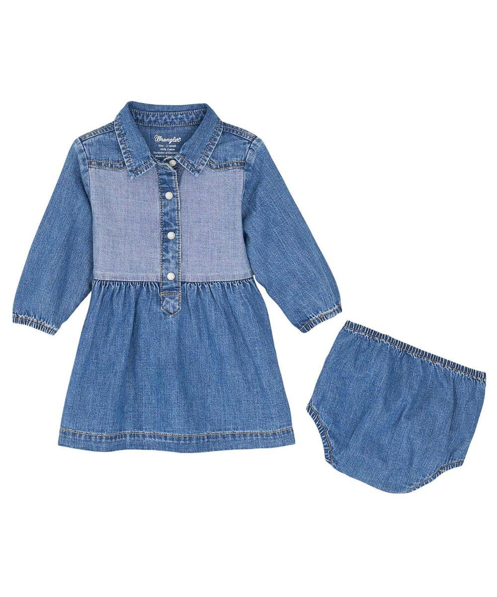 white christmas dresses Wrangler Women's Dark Denim Washed Long Sleeve Western Shirt Dress main image 1