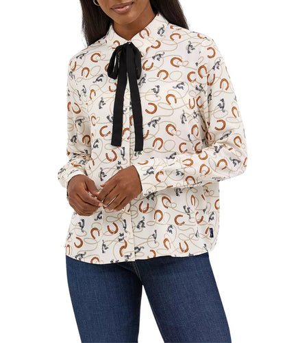 Wrangler Women's Neck Tie Blouse
