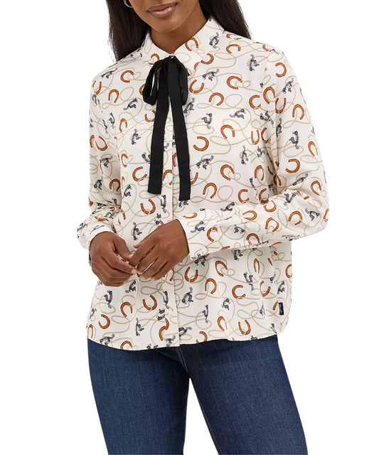 Wrangler Women's Neck Tie Blouse