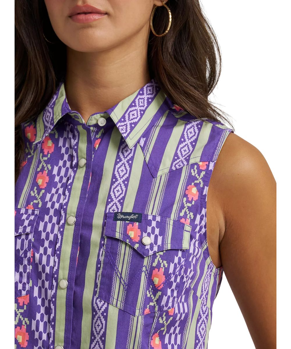 Wrangler Women's Sleeveless Snap Shirt