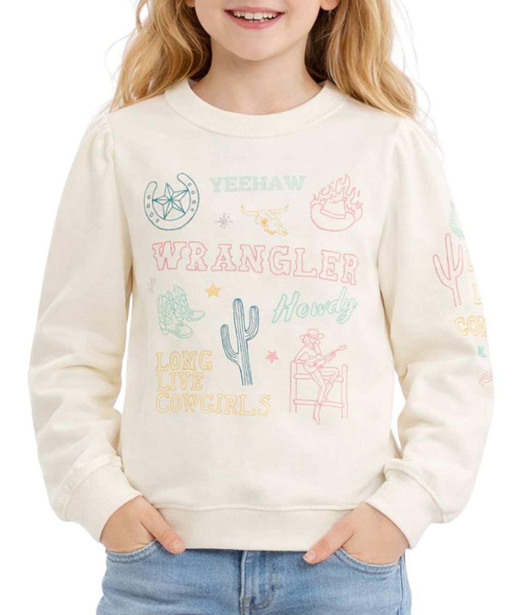 Wrangler Girls' Puff Sleeve Pullover