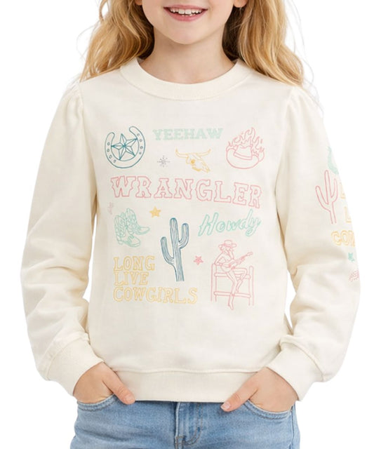 Wrangler Girls' Puff Sleeve Pullover
