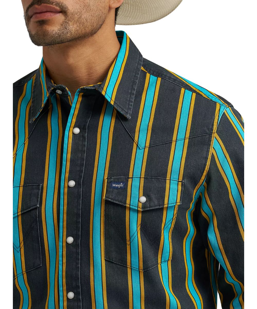 Wrangler Men's Brushpopper Western Snap Work Shirt