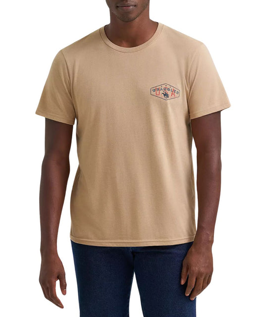 Men's Brown Graphic Tee Featuring A Small Screen Print U.S.A. Logo On The Chest
