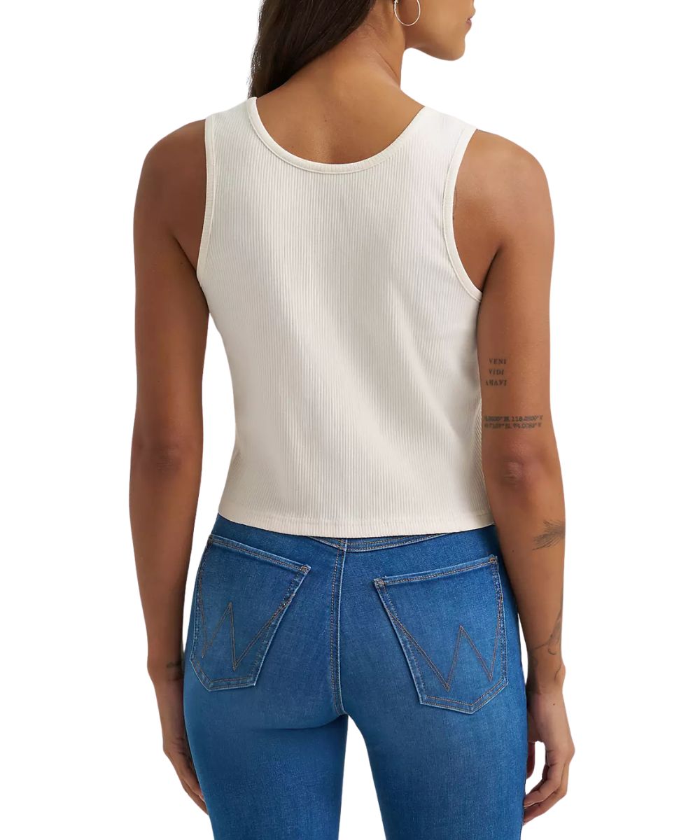 Women's Ribbed Whisper White Cropped Tank Top