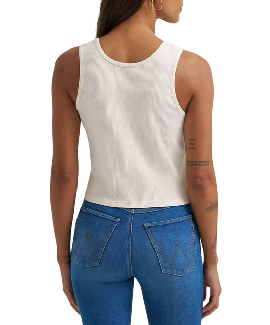 Women's Ribbed Whisper White Cropped Tank Top
