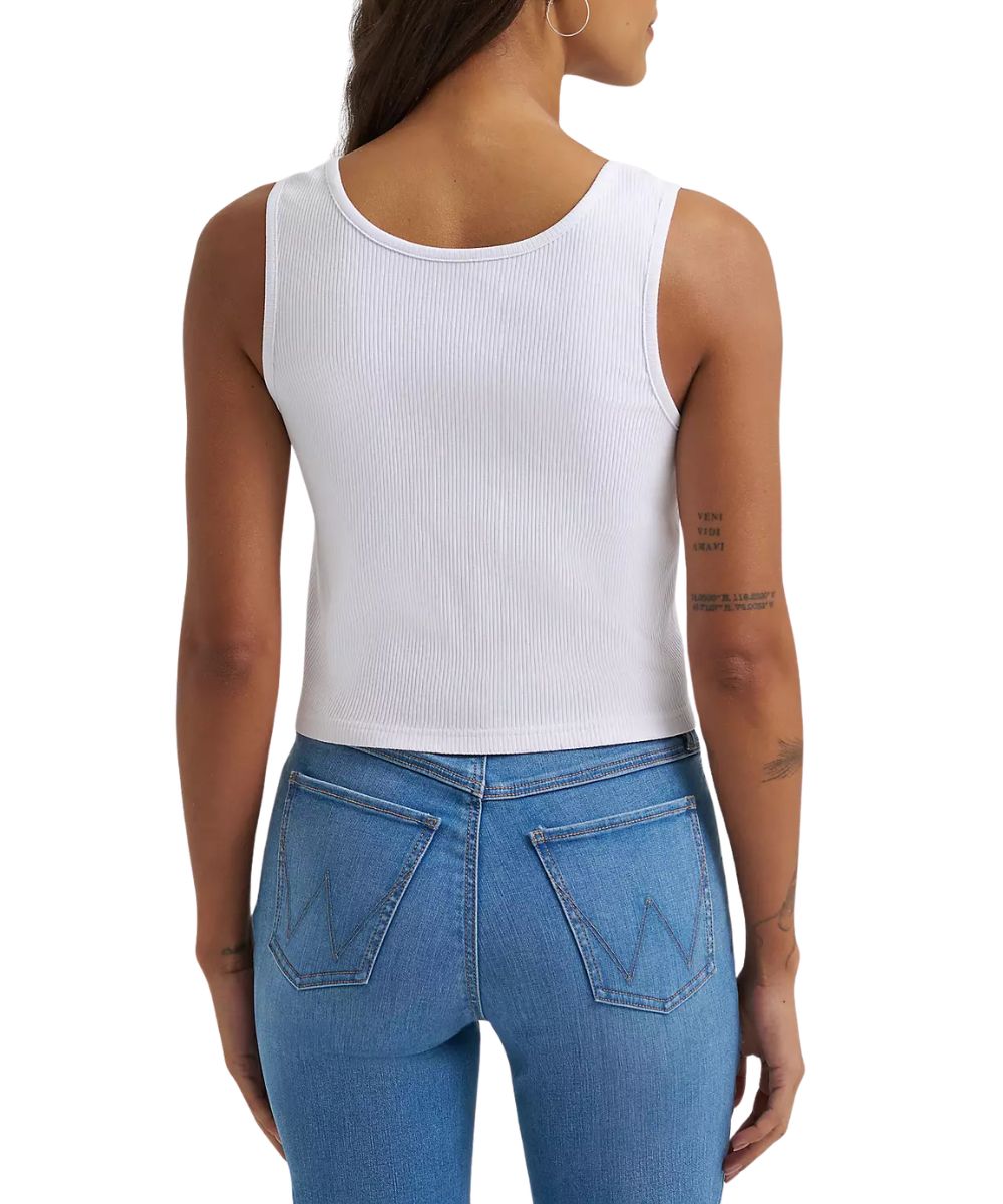 Women's Bright White Ribbed Tank Top In A Slim Cropped Fit