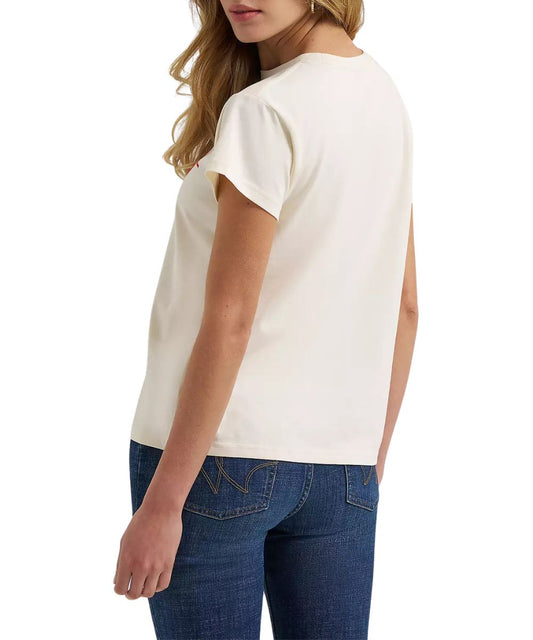 Women's Graphic Tee In Solid Antique White Back