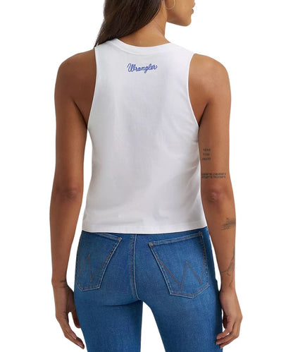 Women's Bright White Cropped Festival Tank Top