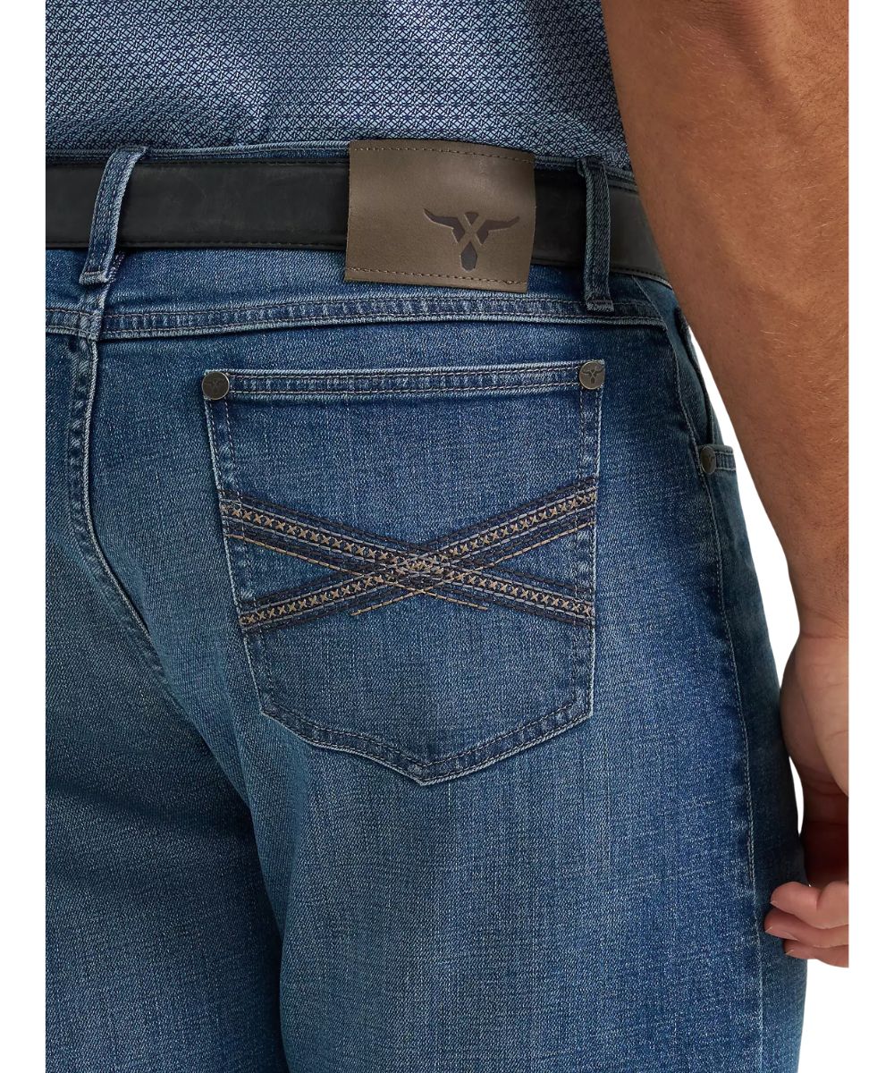 Exclusive back pocket design featuring tonal stitching.