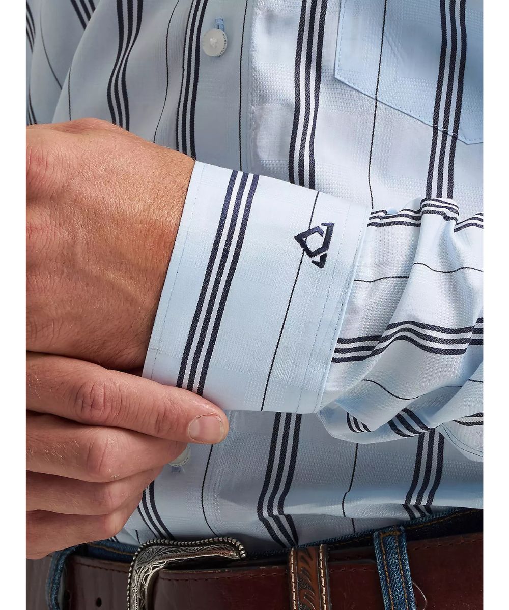 Mitered cuffs with Cody Johnson's signature logo embroidery.