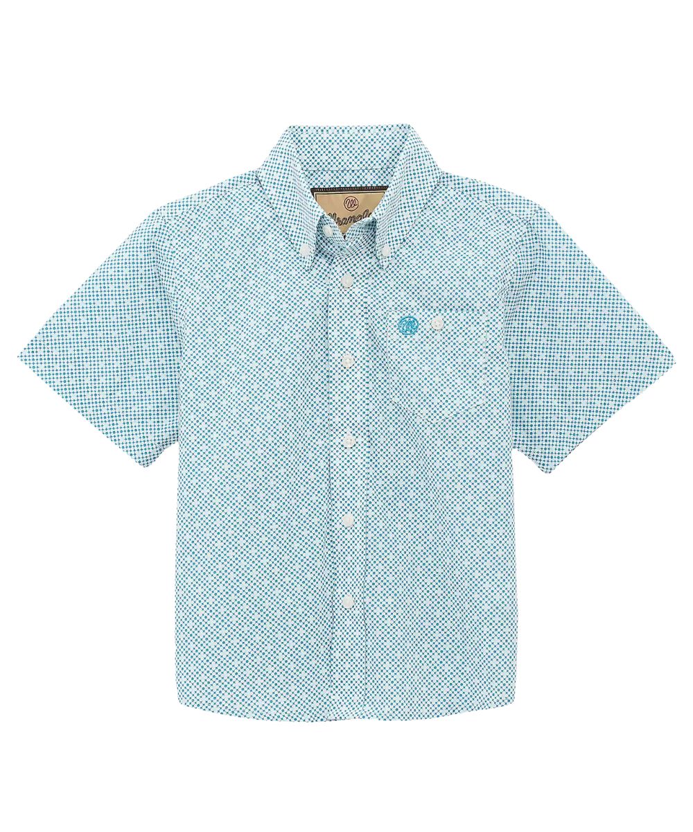 Wrangler Boys' Teal Geometric Button Down Shirt