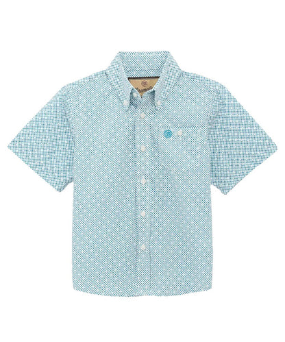 Wrangler Boys' Teal Geometric Button Down Shirt