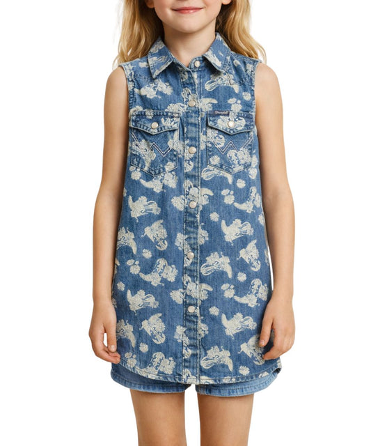 Wrangler Girls' Denim Snap Shirt