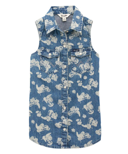 Wrangler Girls' Denim Snap Shirt
