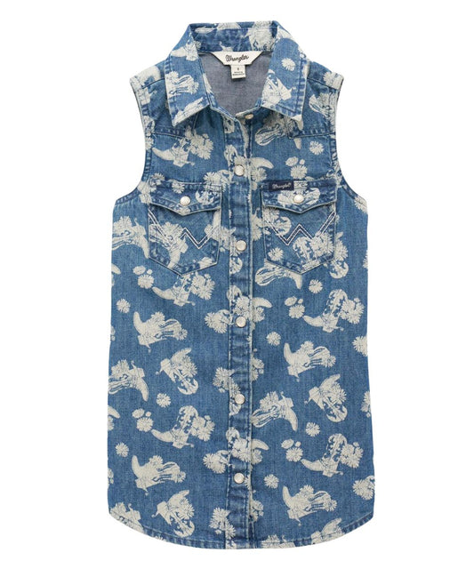 Wrangler Girls' Denim Snap Shirt