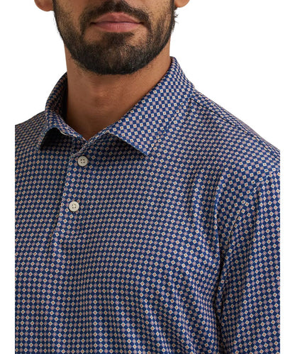 Close-up view of the 3-button polo placket
