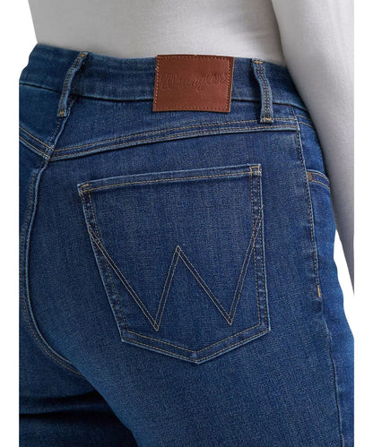 Close-up view of the logo stitched back pockets