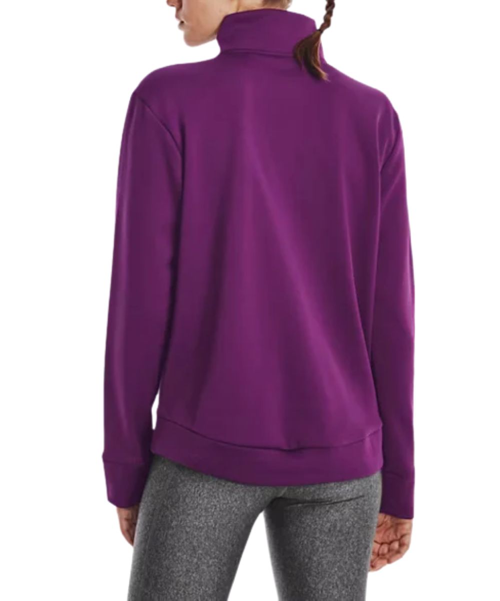 Back view of the women's solid purple 1/4 zip fleece pullover