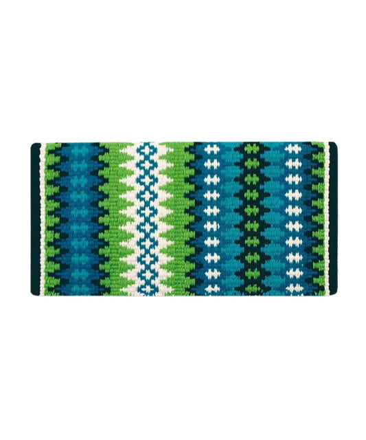38x34 Wool Saddle Blanket Featuring A Blue/Green Print