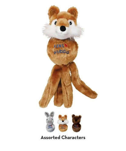 Assorted characters for the Kong Wubby Dog Toy; fox, rabbit, and bear