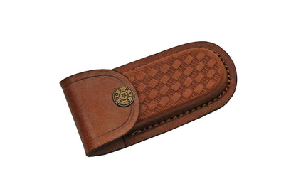 Damascus Hunting Turquoise Horn Handle Folding Knife