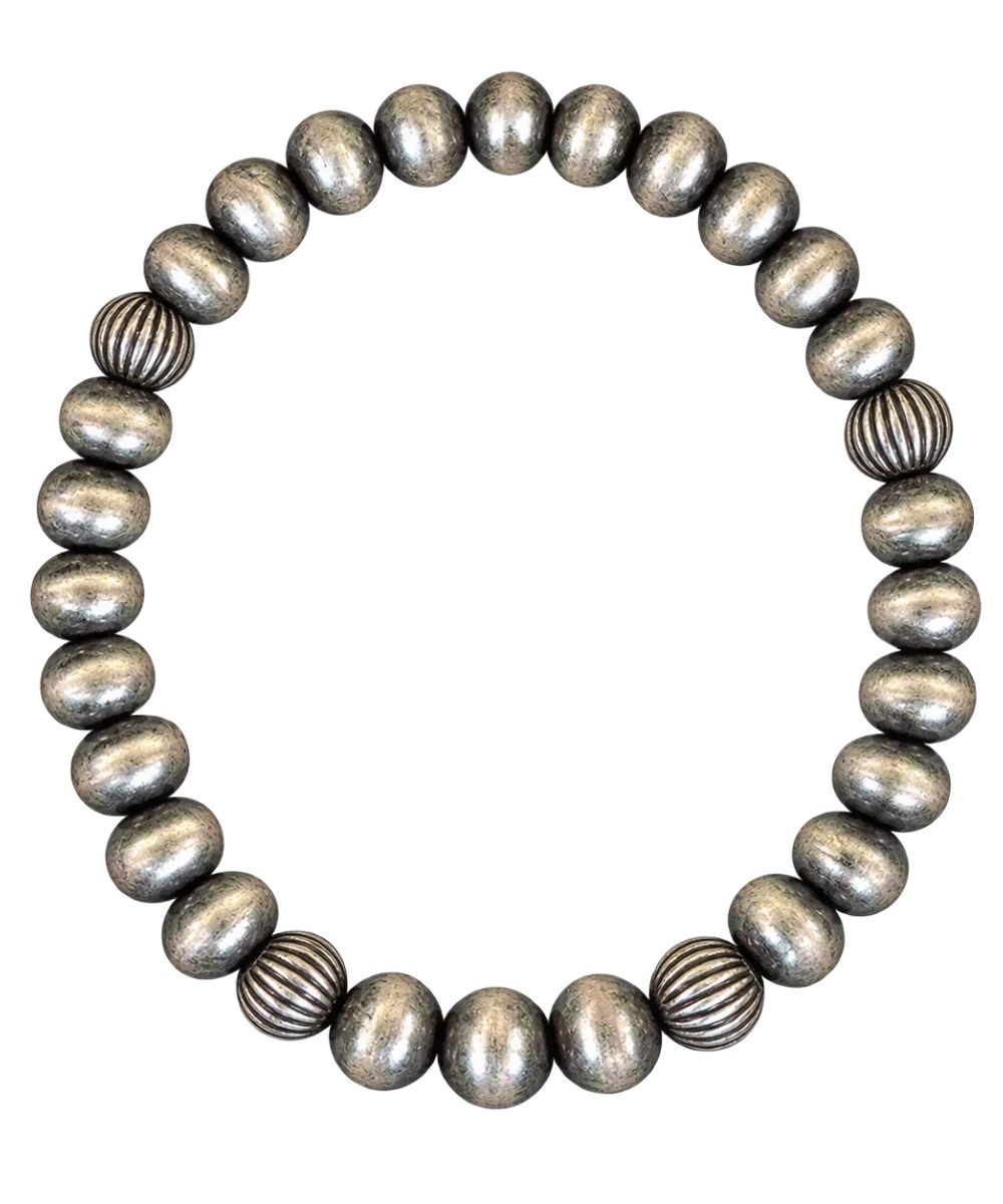 Z Bars Jewelry women's sterling silver pearl beaded stretch bracelet