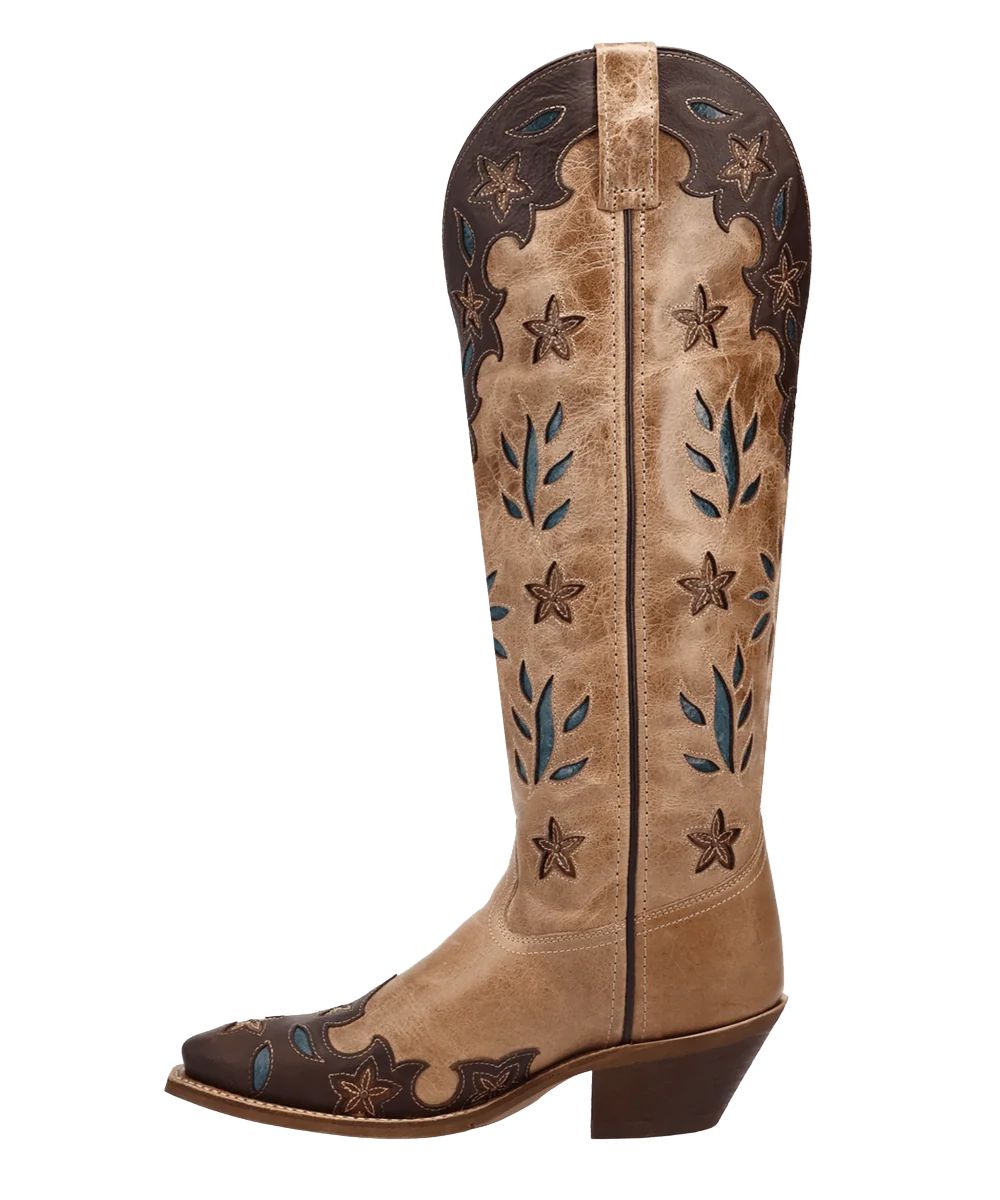 Left side view of the women's Flourish Fashion Boot featuring the 17" leather shaft and leather pull tabs