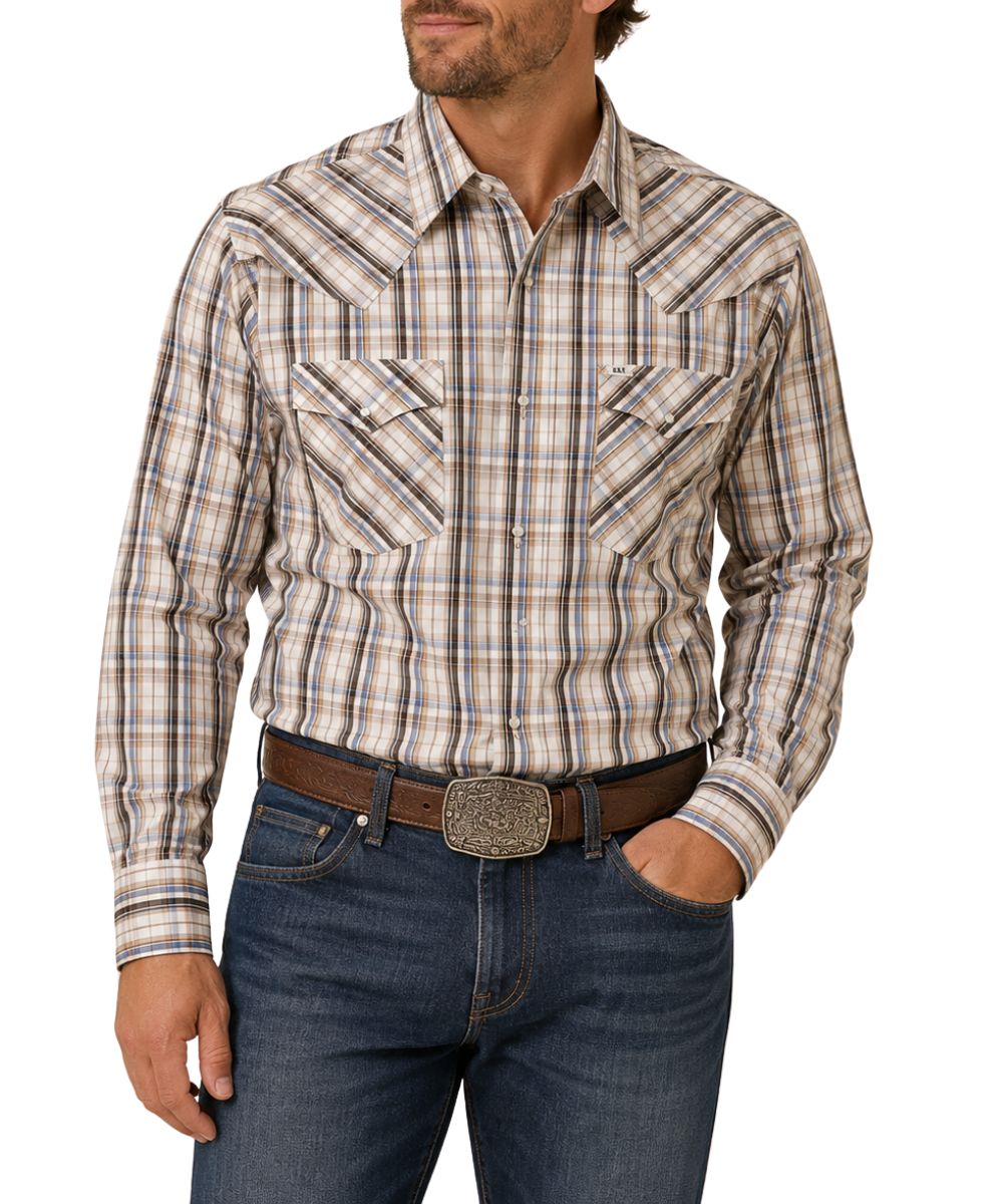 Men's Pro Plaid Snap Shirt Featuring Pearl Snaps, Vented Western Yokes, And Chest Pockets