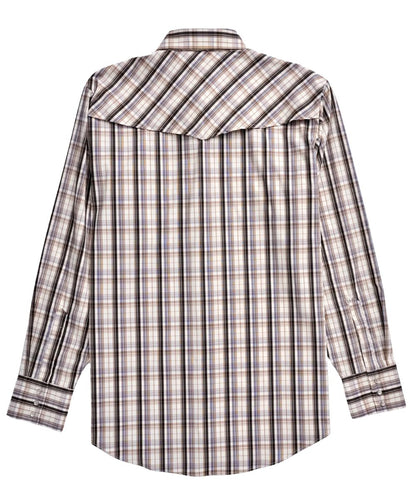 Back View Of The Men's Pro Plaid Snap Shirt With A Mesh Lined Vented Back Yoke