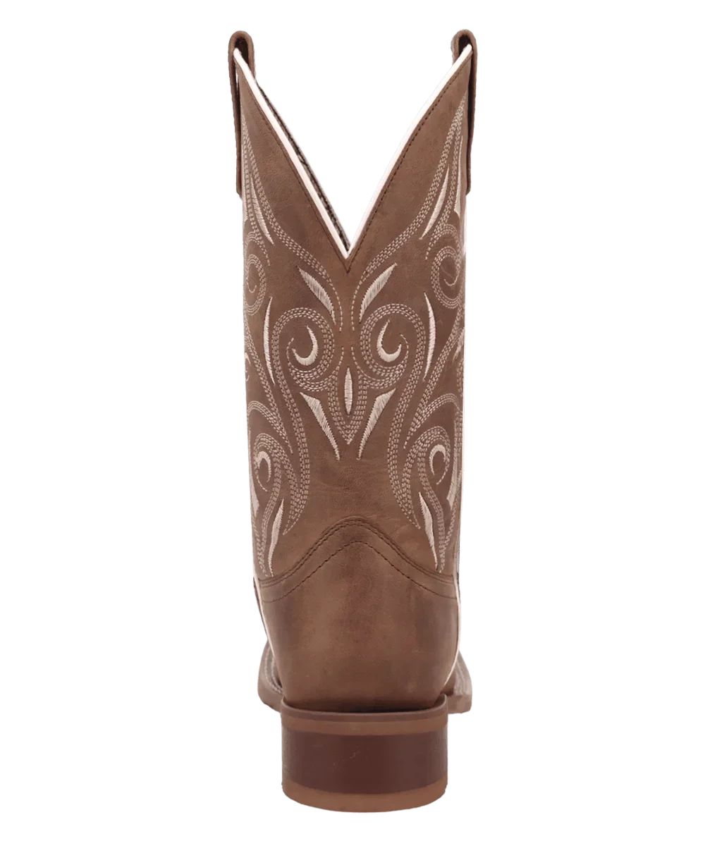 Heel view of the 1" stockman heel