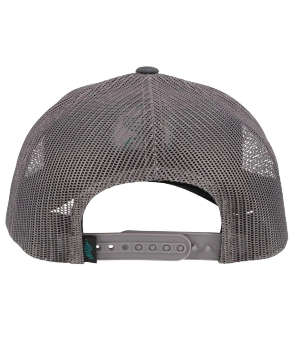 Back view of the youth grey o classic cap featuring an adjustable snapback closure