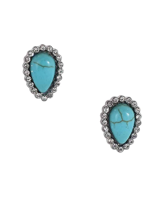 Trenditions Women's Justin Faux Turquoise Teardrop Earrings