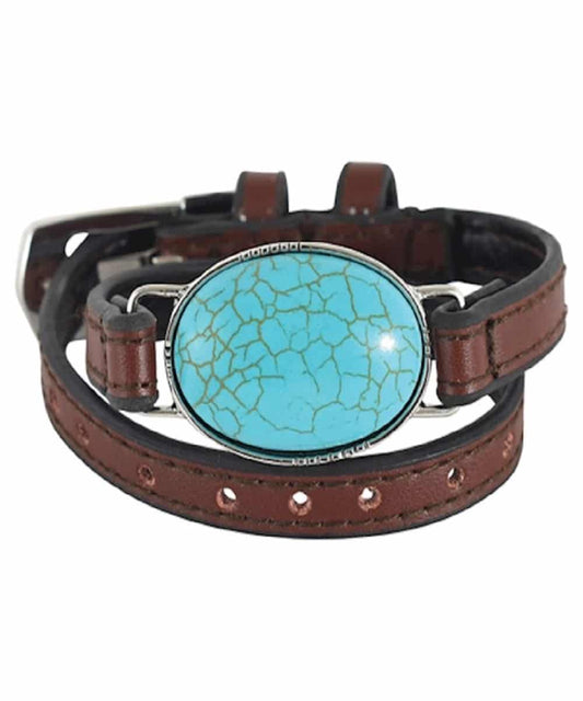 Trenditions Women's Justin Leather Bracelet With Turquoise