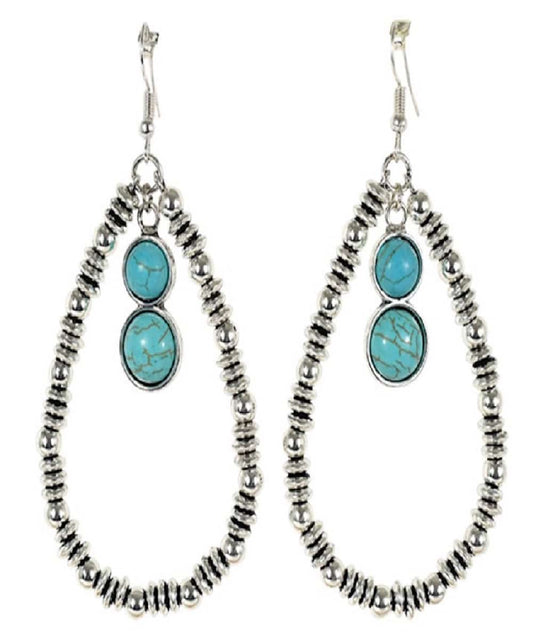 Trenditions Women's Justin Beaded Teardrop With Turquois Colored Stones
