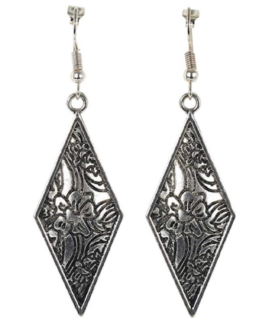 Trenditions Women's Justin Diamond Shaped Earrings With Filigree Design