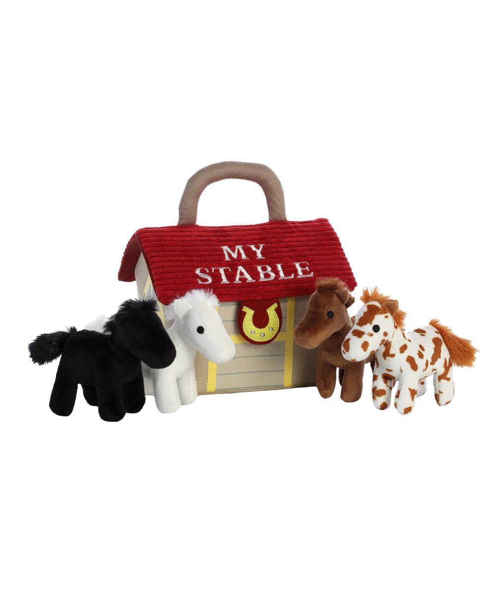 Kid's Stable Toy Set With Interactive Toy Horses That Make Noise