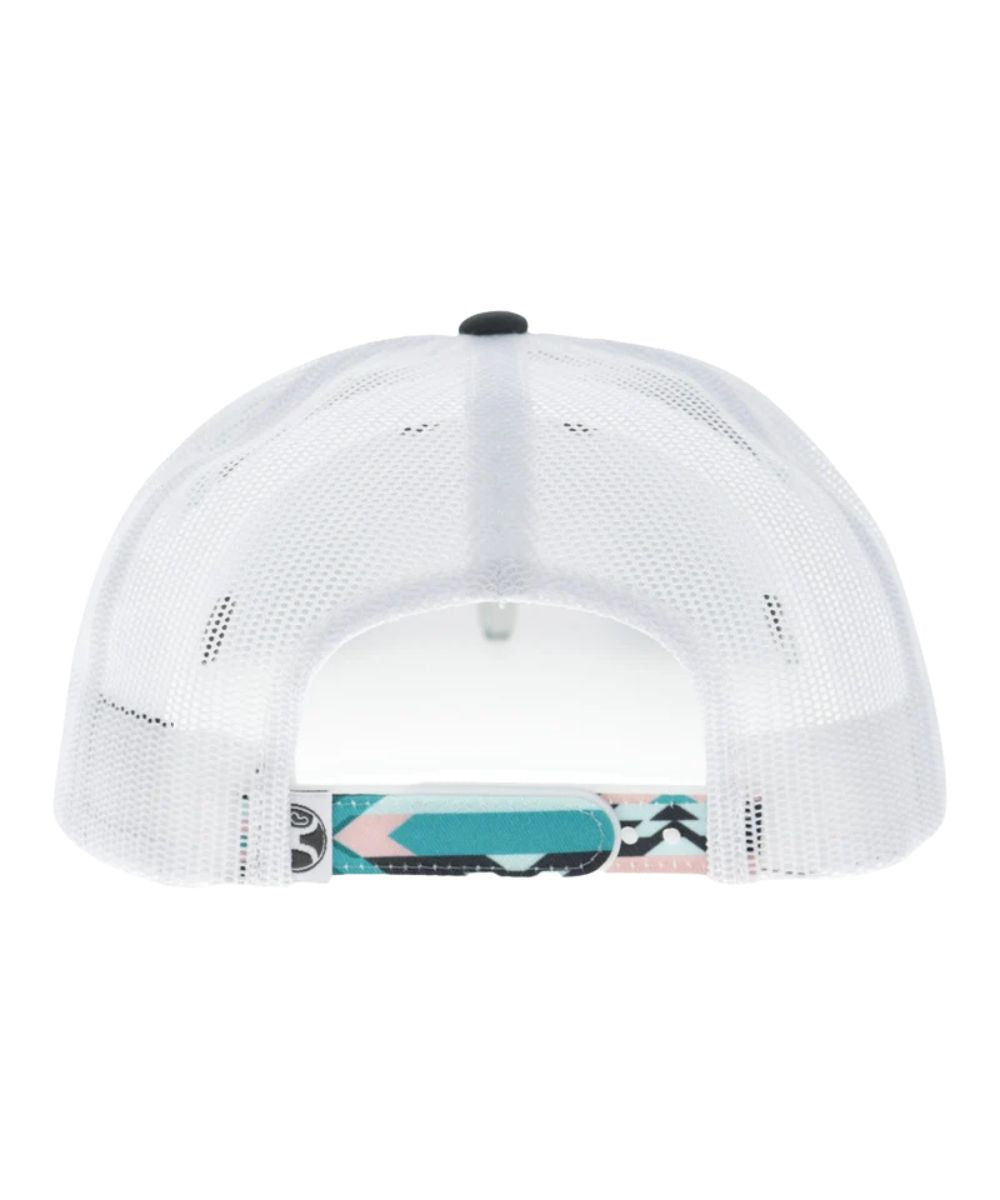 Back view featuring the white mesh, adjustable snapback closure, one size fits most