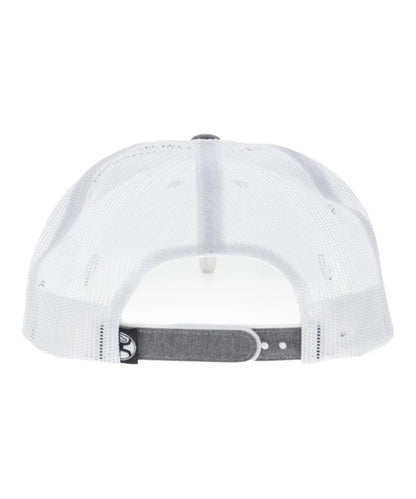 Back view featuring the white mesh and adjustable snapback closure, one size fits most