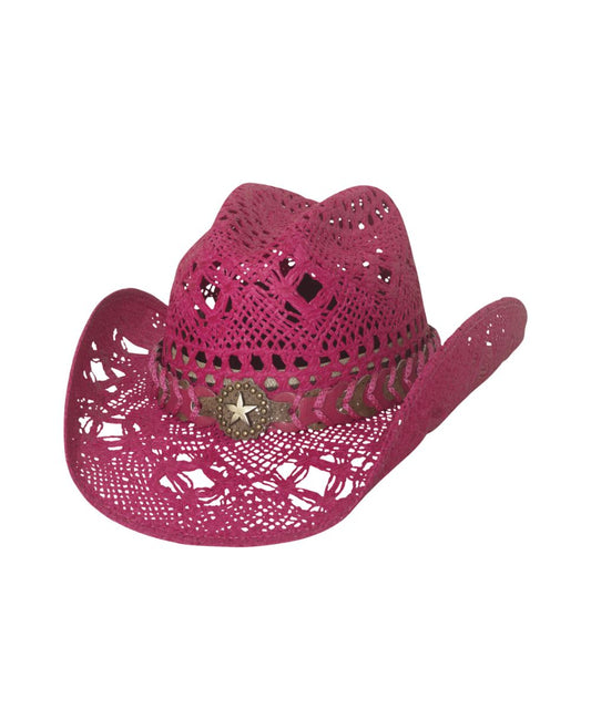 BULLHIDE NAUGHTY GIRL STRAW HAT - FUCSHIA